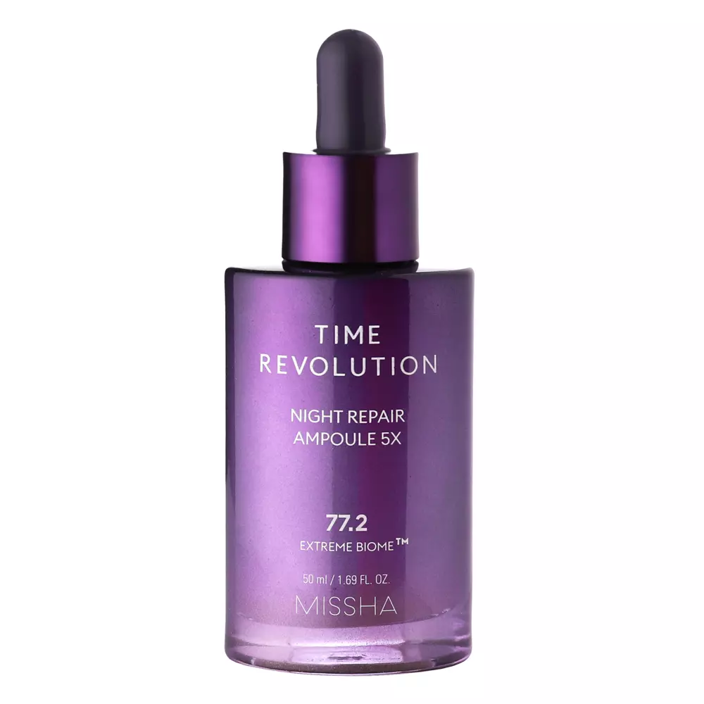 Missha - Time Revolution Night Repair Ampoule 5x - Nostiprinoša auduma maska ar fermentētu bifidobaktēriju lizātu - 50ml