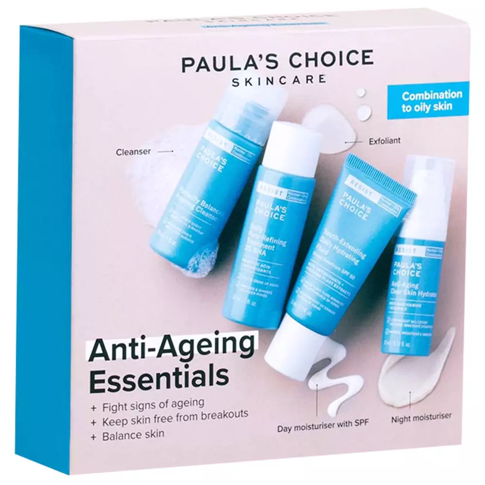 Paula's Choice - Trial Kits Anti-Aging Essentials Combination to Oily Skin - Pretgrumbu kosmētikas komplekts problemātiskai ādai