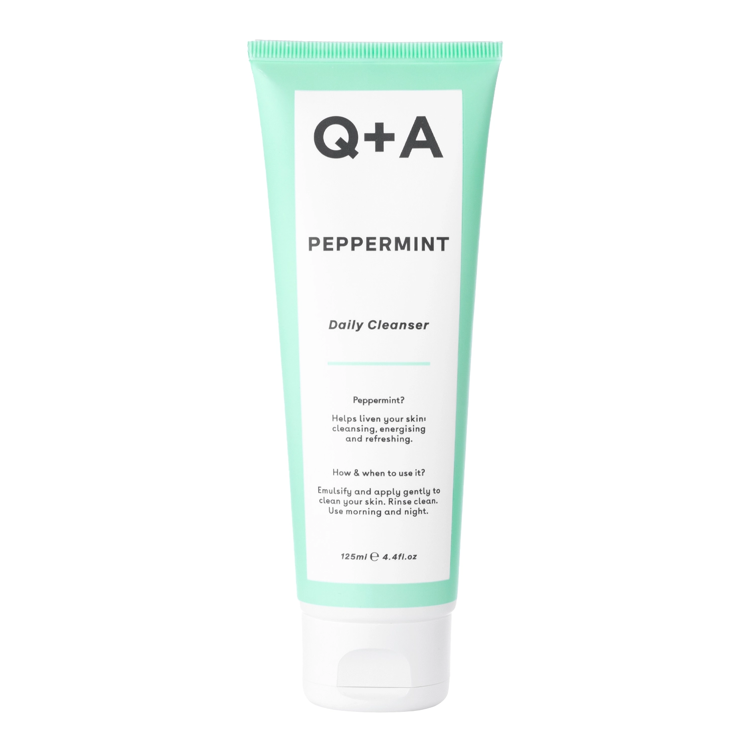 Q+A - Peppermint - Daily Cleanser - Nomierinošs un attīrošs sejas mazgāšanas gēls ar piparmētru - 125ml