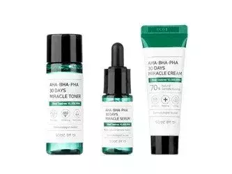 Some By Mi - AHA BHA PHA 30 Days Miracle Travel Kit - Kosmētikas Komplekts ar AHA, BHA, PHA Skābēm