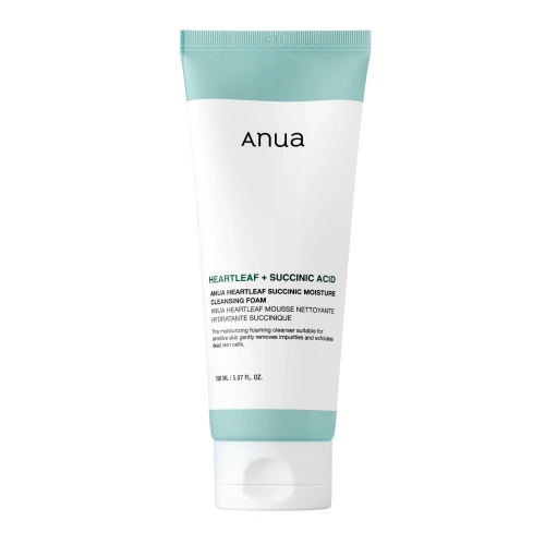 Anua - Heartleaf Succinic Moisture Cleansing Foam - Nomierinošas Sejas Attīrošās Putas - 150ml