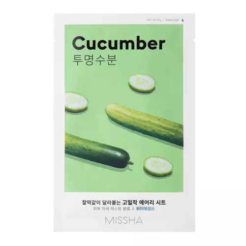 Missha - Airy Fit Sheet Mask - Cucumber - Зволожувальна тканинна маска з екстрактом огірка - 19g