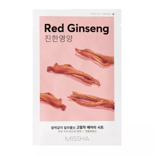 Missha - Airy Fit Sheet Mask - Red Ginseng - Живильна тканинна маска з екстрактом червоного женьшеню - 19g