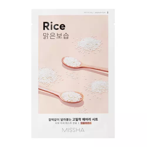 Missha - Airy Fit Sheet Mask - Rice - Розгладжувальна тканинна маска з екстрактом рису - 19g