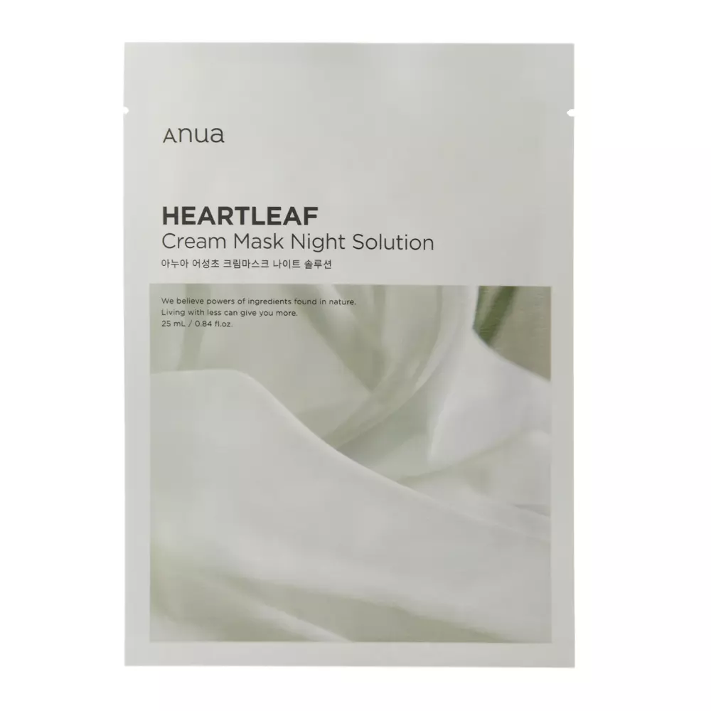 Anua - Heartleaf Cream Mask Night Solution - Заспокійлива тканинна маска з екстрактом гуттуїнії - 25ml