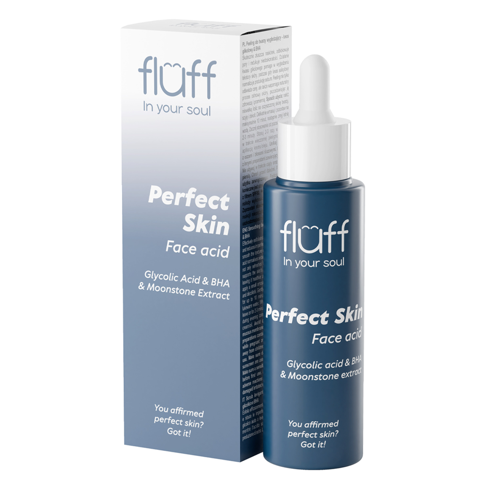 Fluff - Perfect Skin - Face Acid - Розгладжувальний пілінг для обличчя - Гліколева кислота & BHA - 40ml