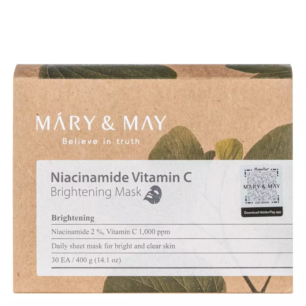 Mary&May - Освітлювальні маски з ніацинамідом та вітаміном C - Niacinamide Vitamin C Brightening Mask - 30шт